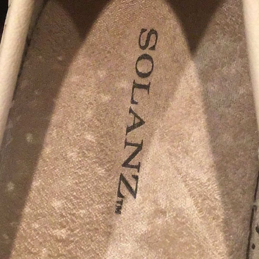 Solanz Cream Laser Cut Faux Leather Slip On Memory Foam Ballet Flats - Picture 12 of 14
